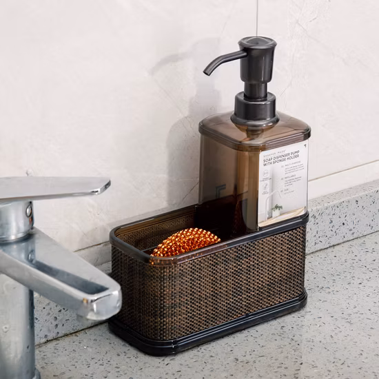 Spülbeckenregal, Seifenschwamm-Abflussregal, Seifenspender für Küchenspüle mit Schwammhalter, Eckspüle-Aufbewahrungskorb, Spülbecken-Caddy, Seifen-Organizer, Saugnapf, Esg12178