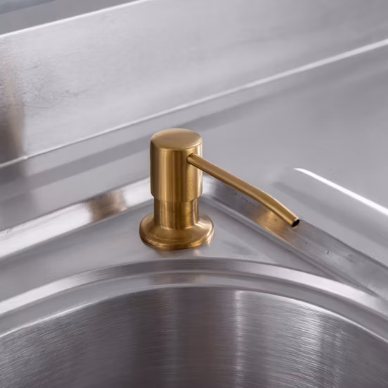 Edelstahl-Gold-Seifenspender mit Presskopf für Küchen- und Badezimmerwaschbecken